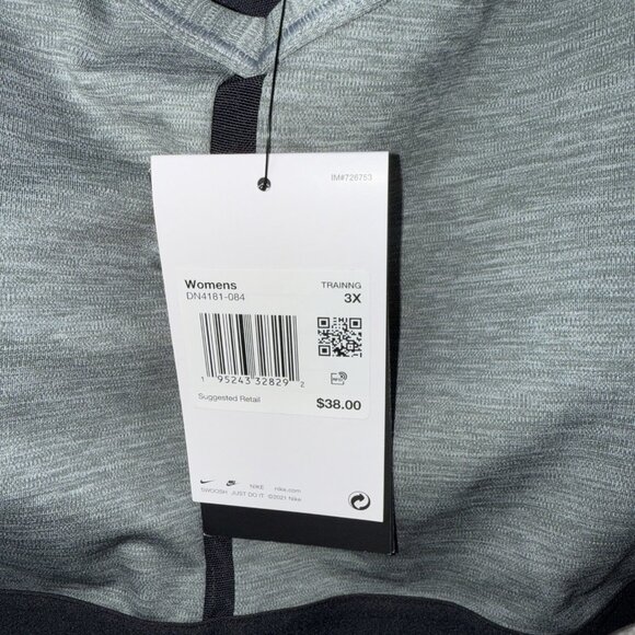 Nike Women's Plus Dri-FIT V-Neck Indy Racerback Bra - 3X Gray Black DN4181-084 - Picture 4 of 5